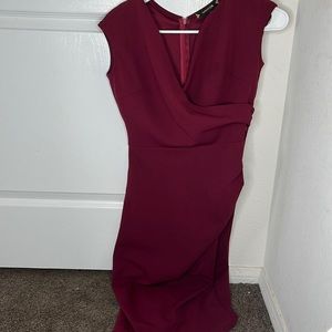 Burgundy surplice midi dress